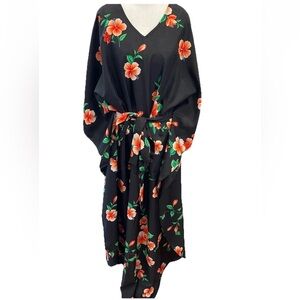 Vintage 1970s HUKILAU fashions Hawaii ladies cold rayon OS/Reg Caftan Tiki boho